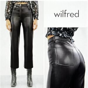 Aritzia Wilfred Melina Straight Leg Faux Leather Pants Size 4 Black High Rise